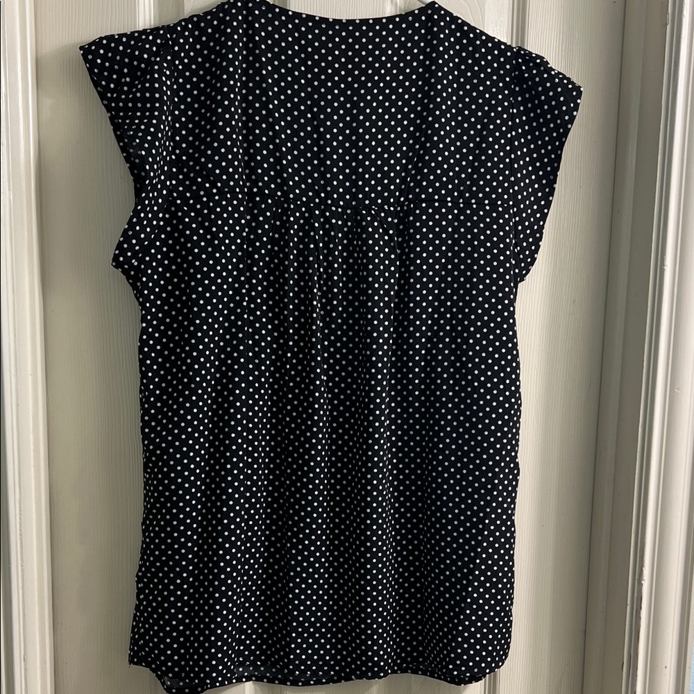 Savanna Jane Blouse Women Large Black Polka Dot Floral Embroidered - Picture 6 of 6